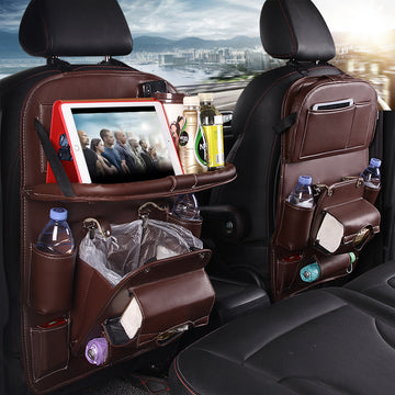 Back Car Seat Leather Tray